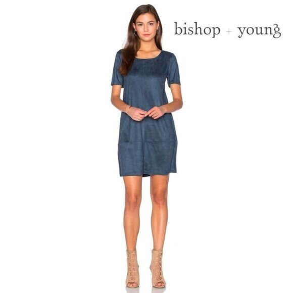 Bishop + Young Women's Short Sleeve Ivy Suede‎ Shift Dress - Picture 1 of 4